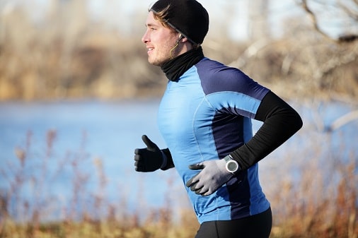Runner Man Wearing Gloves