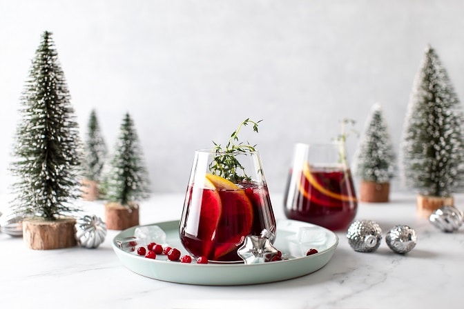 Cranberry cocktail served on winter holidays