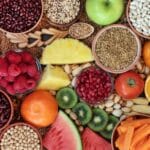 basket of fruit and healthy foods with sufficient fiber
